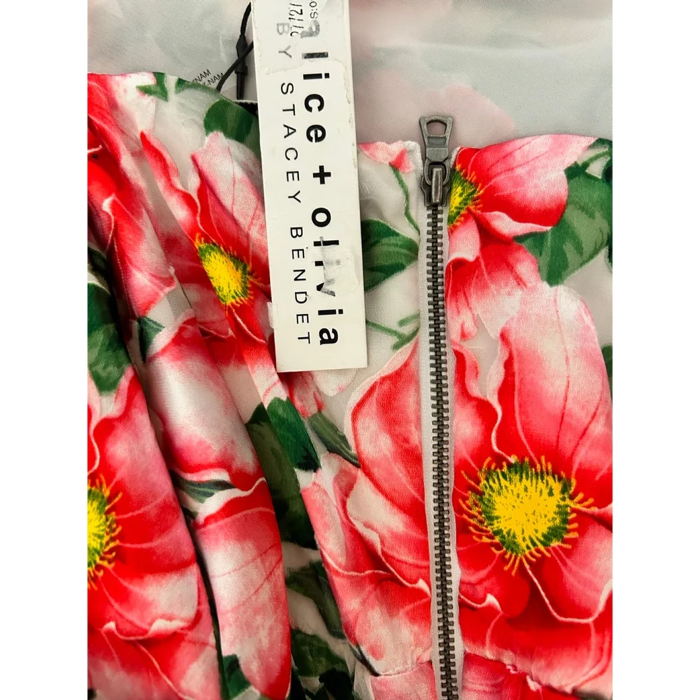 .NWT ALICE + OLIVIA Samantha Floral Silk Blend Midi Dress SZ 14 - Picture 15 of 16